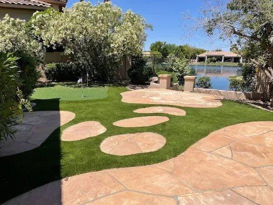 backyard with putting green