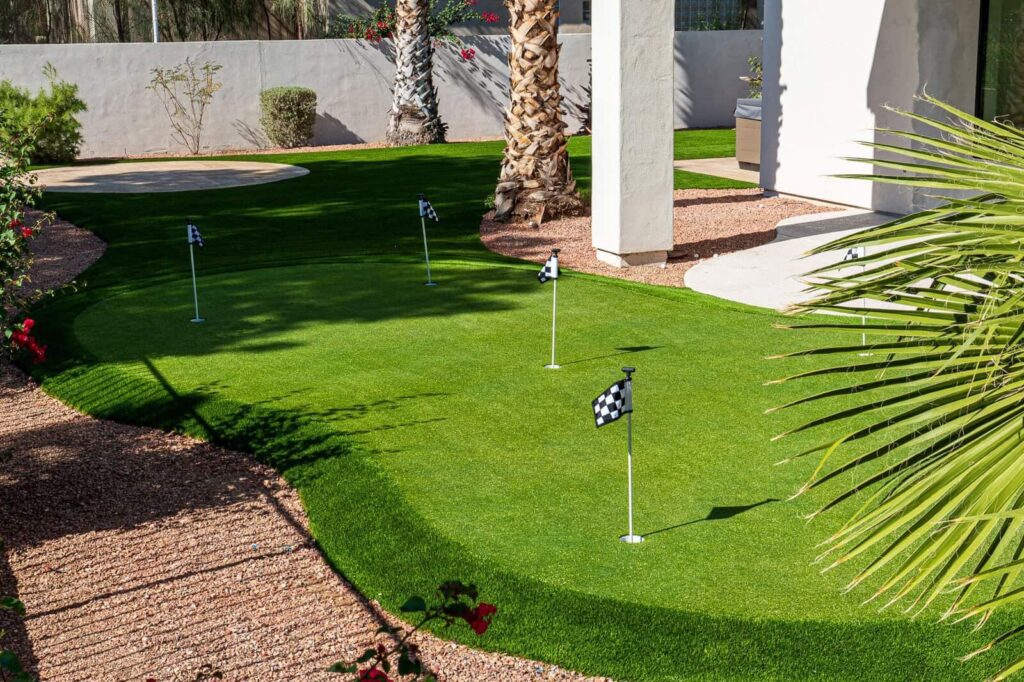 5 hole putting course installed by Apex Turf at a home in Chandler