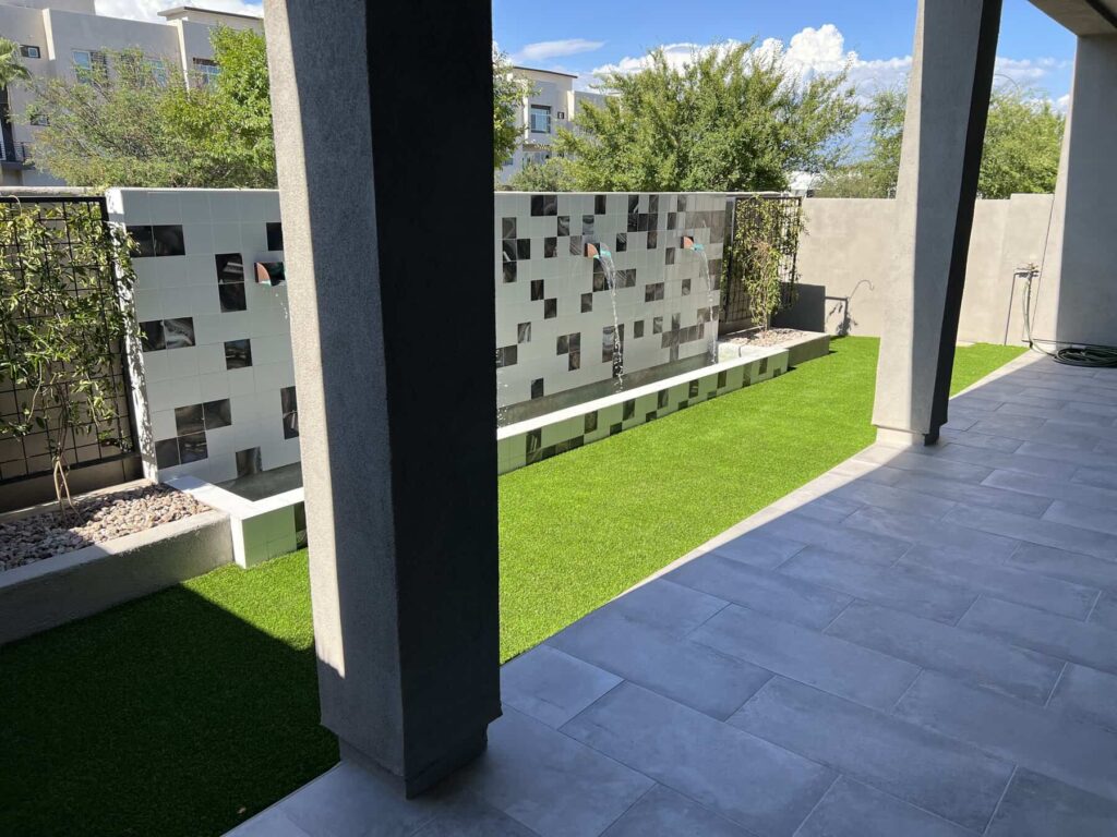 porcelain tile patio installed in Scottsdale by Apex Turf