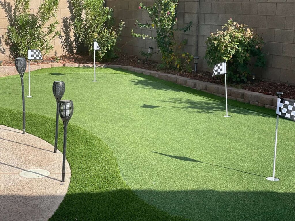 putting green with checkered flags in Gilbert AZ